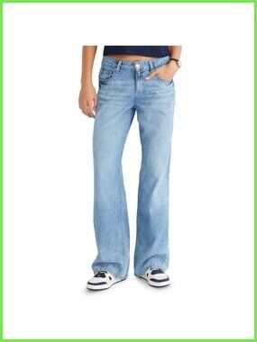 Low Rise Baggy Wide Leg Rigid Denim Jeans Slouchy Relaxed Fit